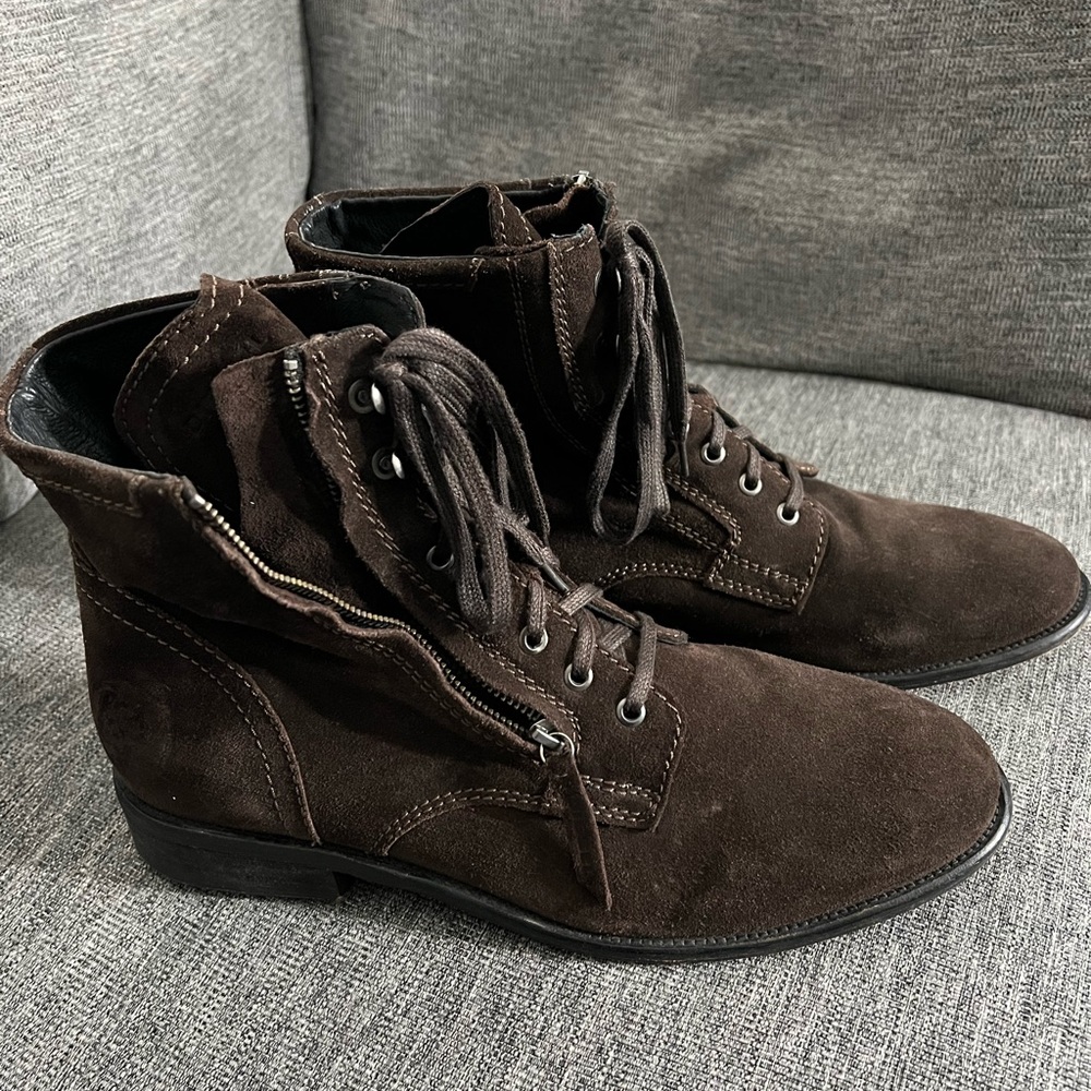 Diesel Size 12(46) brown suede zip/tie boots - perfect condition!! Worn once!